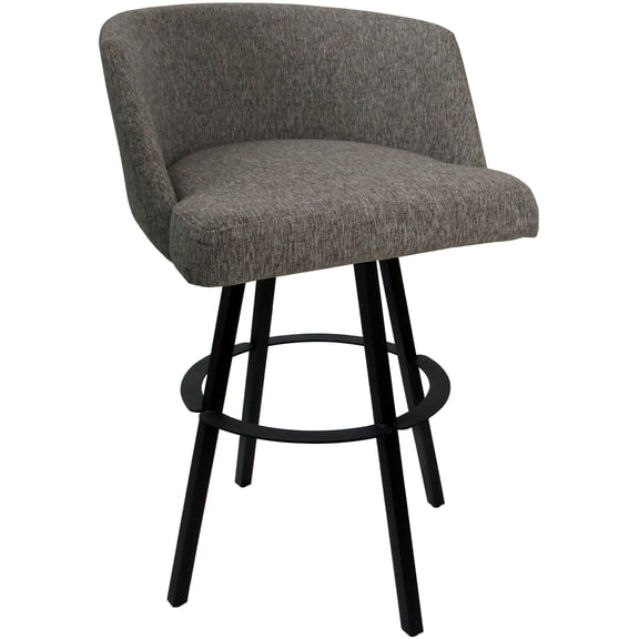 Extra Tall Bar Stool Swivel Metal 34" Seat - Joey - Mojave Gray Fabric - Black