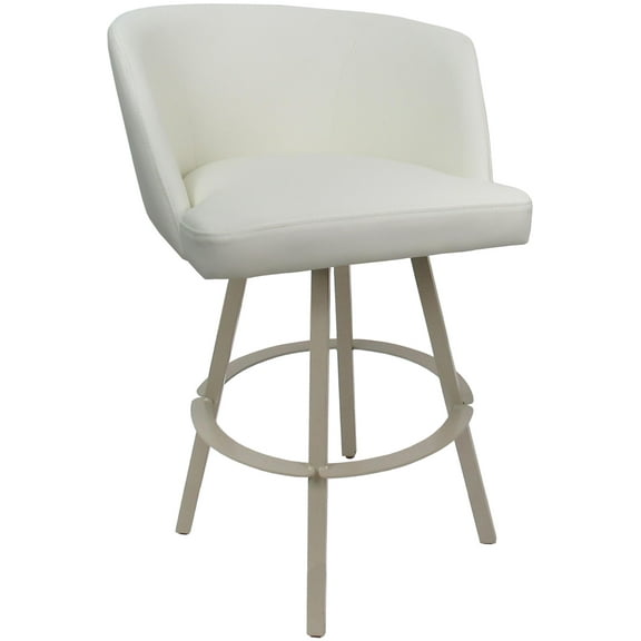Extra Tall Bar Stool Swivel Metal 34" Seat - Joey - White Vinyl - Beige