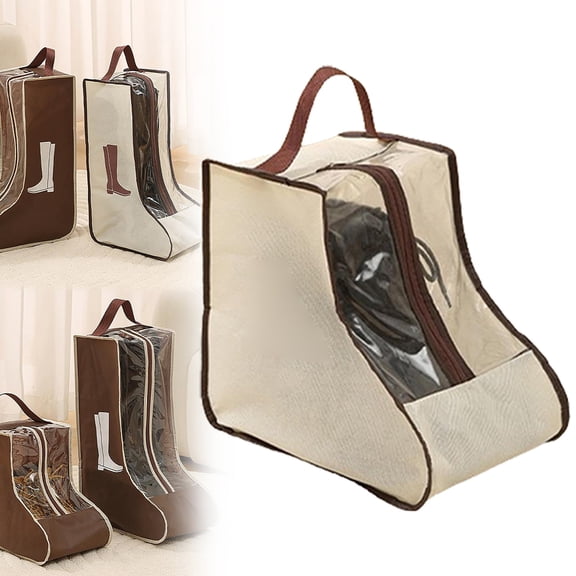Extra Tall Boot Storage Bag - Heavy Duty PVC Shoe Organizer for Travel, Gym & Home - Dust Proof Carry Pouch with Zipper (1 Pair)