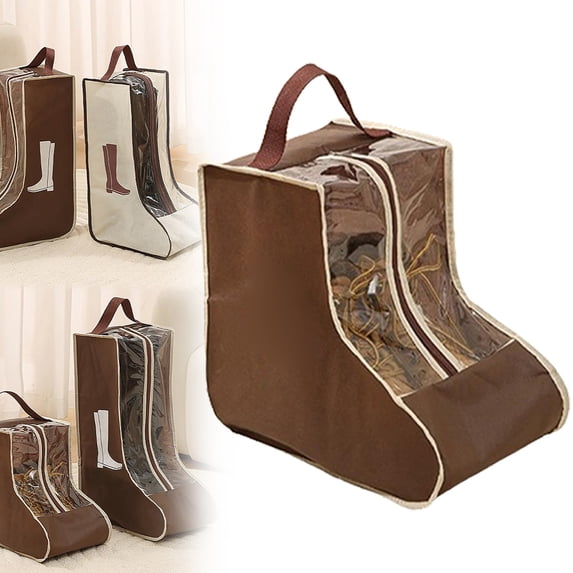Extra Tall Boot Storage Bag - Heavy Duty PVC Shoe Organizer for Travel, Gym & Home - Dust Proof Carry Pouch with Zipper (1 Pair)