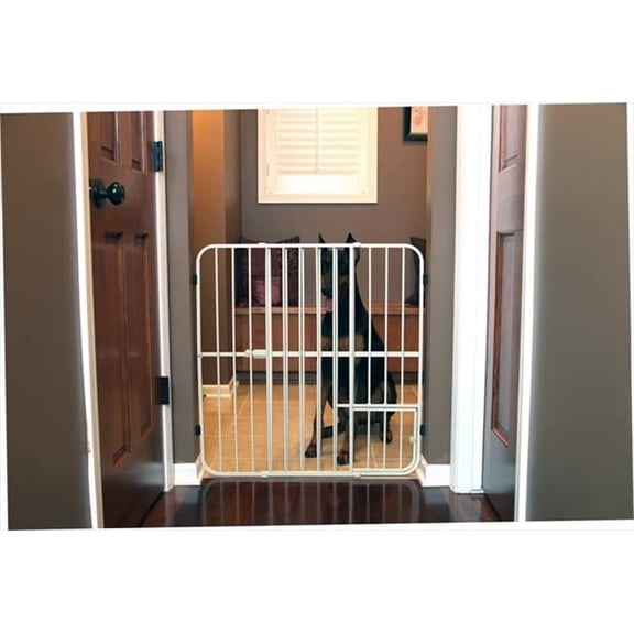 Extra Tall Expandable Metal Pet Gate - Beige - 32 Inches - Chew-Proof Design