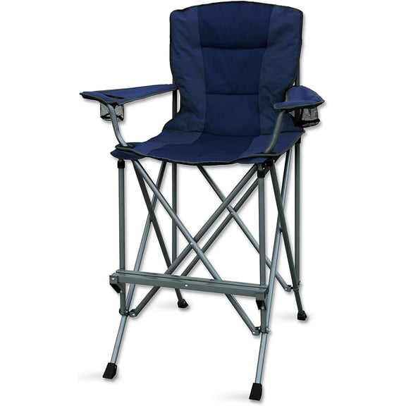 Extra Tall Folding Chair - 31" Seat Height Director Chair for Camping, Home Patio and Sports - Portable and Collapsible with Footrest and Carrying Bag - Up to 300 lbs Weight Capacity (Blue)