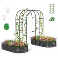 Extra Tall Garden Arch Trellis with Galvanized Raised Garden Bed for