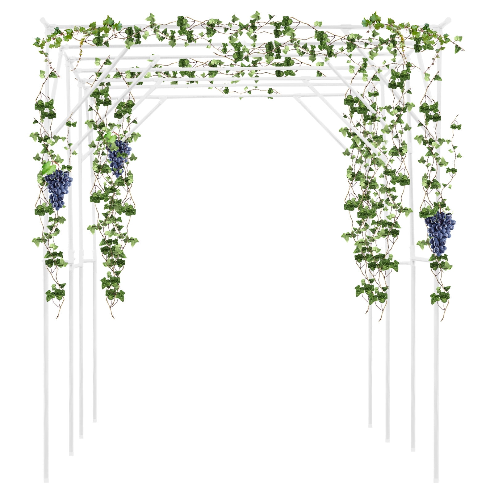 Extra Tall Grape Vine Trellis, Garden Arch Trellis for Climbing Plants Outdoor, Metal Walkway Arbor Pergola, Plant Support Rack Trellises for Vegetable Fruit Cucumber Pea Bean 122.05*78.74* 90.55 in