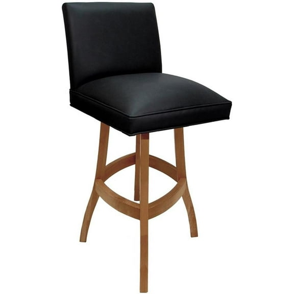 Extra Tall Solid Wood Bar Stool Sommerville 34" Seat - Black Vinyl - Honey