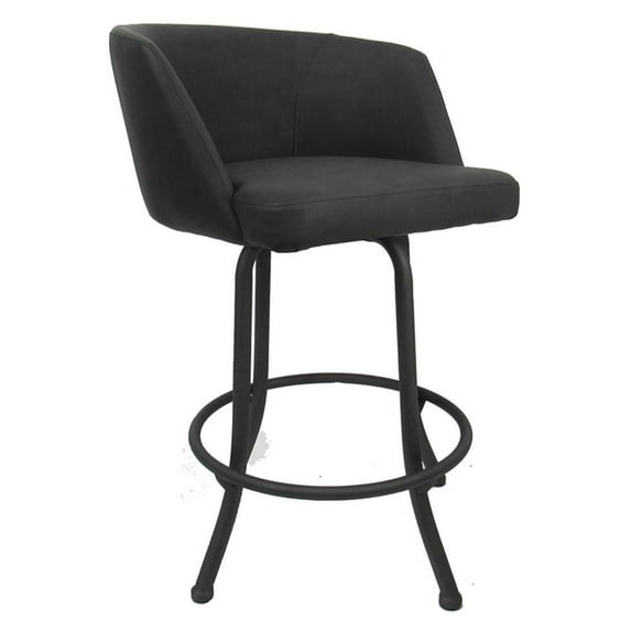 Extra Tall Swivel Metal Bar Stool 34" Joey - Moonstone Charcoal Vinyl - Grey