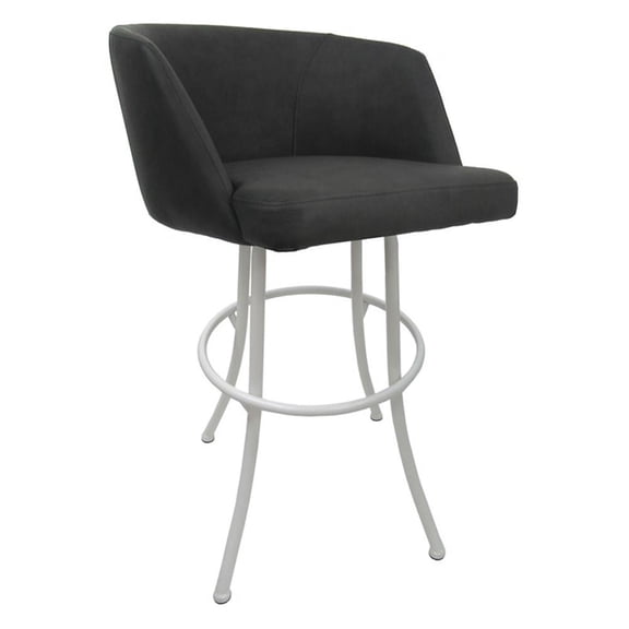 Extra Tall Swivel Stool 34" Seat -Joey- Moonstone Charcoal Vinyl - White Metal
