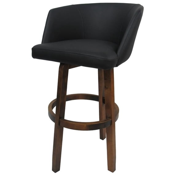 Extra Tall Swivel Wood Stool 34" Joey - Vivian - Black Lava Vinyl - Dark Moca