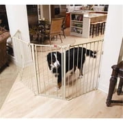 Extra-Tall Walk-Thru Gate with Pet Door - Beige - 38in. Height - Steel Construction