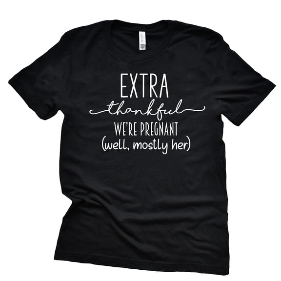 Extra Thankful This Year Shirt, Thanksgiving Maternity Shirt, Pregnancy Announcement Shirt (Black Mens, Large)