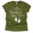 thumbnail image 1 of Extra Thankful This Year Shirt, Thanksgiving Maternity Shirt, Pregnancy Announcement Shirt(Olive-Large), 1 of 4