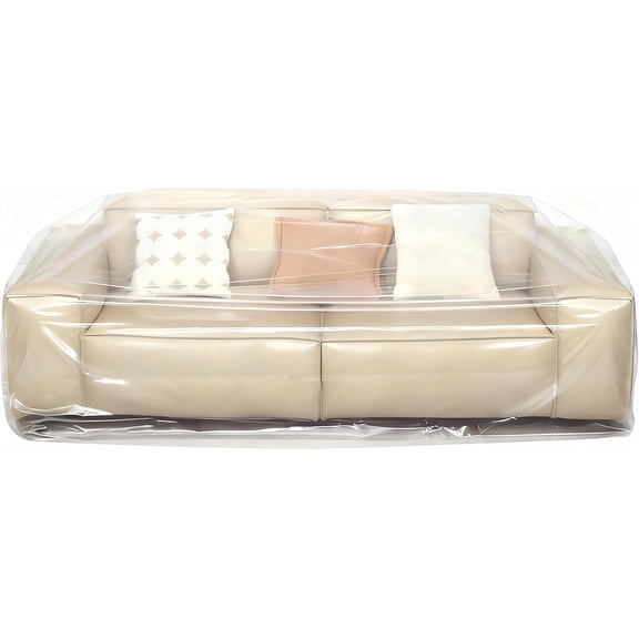 Extra Thick 4mil Plastic Couch Cover, Large Dust-Proof Sofa Cover for Sectional Loveseat Furniture, Waterproof Furniture Moving Bags Storage, 84" H x 43" W D, Clear