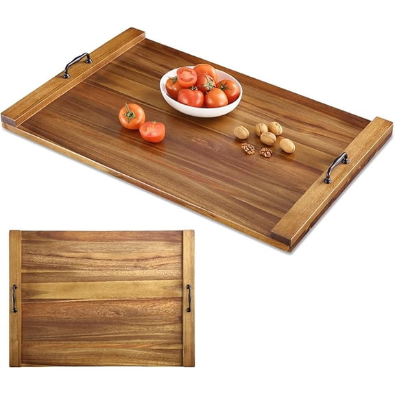Extra Thick Acacia Wood Stovetop Cover 30x22 in, Noodle Board with Handles for Electric and Gas Stove, Kitchen Counter Organizer Tray, RV Stove Top Cover, Sink Cover Board