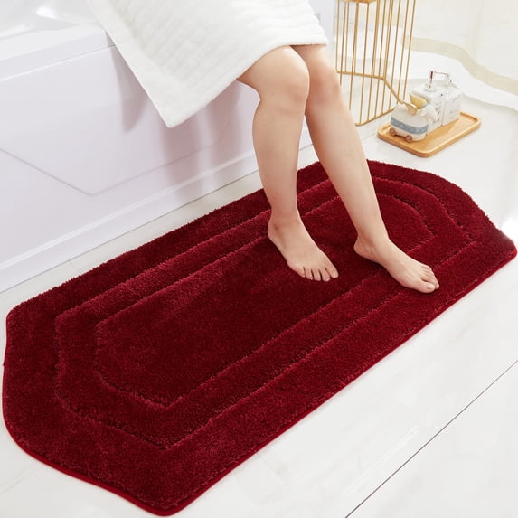 Extra Thick Bath Linen Rug Set Soft Plush Anti-Slip Bath Mat Water Absorbent Shaggy Polyester for Bathroom Living Room Bedroom Gray 24x36 Inches