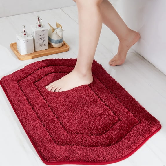 Extra Thick Bath Linen Rug Set Soft Plush Anti-Slip Bath Mat Water Absorbent Shaggy Polyester for Bathroom Living Room Bedroom Gray 24x36 Inches