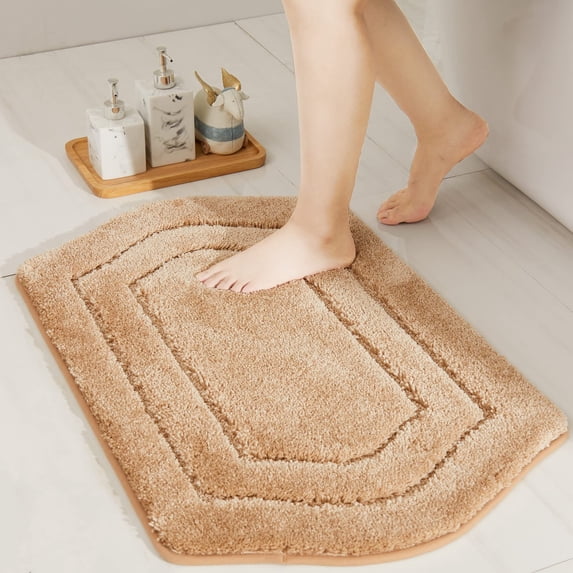 Extra Thick Bath Linen Rug Set Soft Plush Anti-Slip Bath Mat Water Absorbent Shaggy Polyester for Bathroom Living Room Bedroom Gray 24x36 Inches