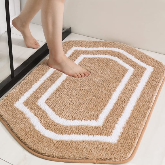 Extra Thick Bath Linen Rug Set Soft Plush Anti-Slip Bath Mat Water Absorbent Shaggy Polyester for Bathroom Living Room Bedroom Gray 24x36 Inches