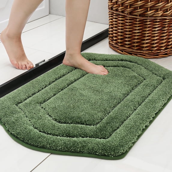 Extra Thick Bath Rugs for Bathroom - Anti-Slip Linen Set Mats Soft Plush Yarn Shaggy 100% Strong Polyester Living Room Bedroom Mat Water Absorbent(Green,24x36 Inches)