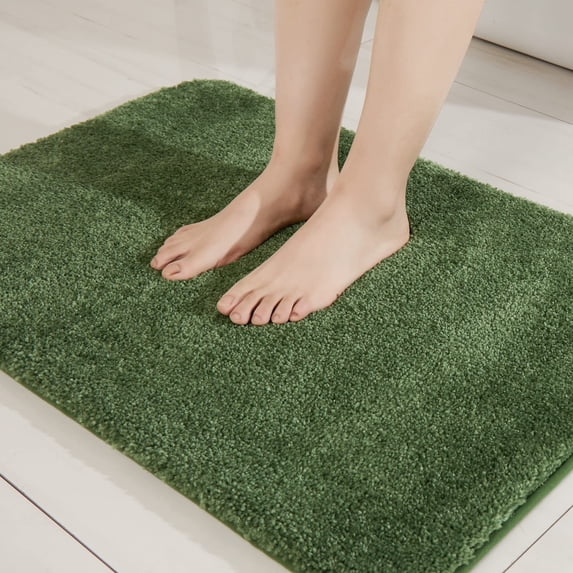 Extra Thick Bath Rugs for Bathroom - Anti-Slip Bath Mats Soft Plush Yarn Shaggy 100% Strong Mirco Polyeste Mat Living Room Bedroom Mat Floor Water Absorbent(Green,16x24 - Inches)