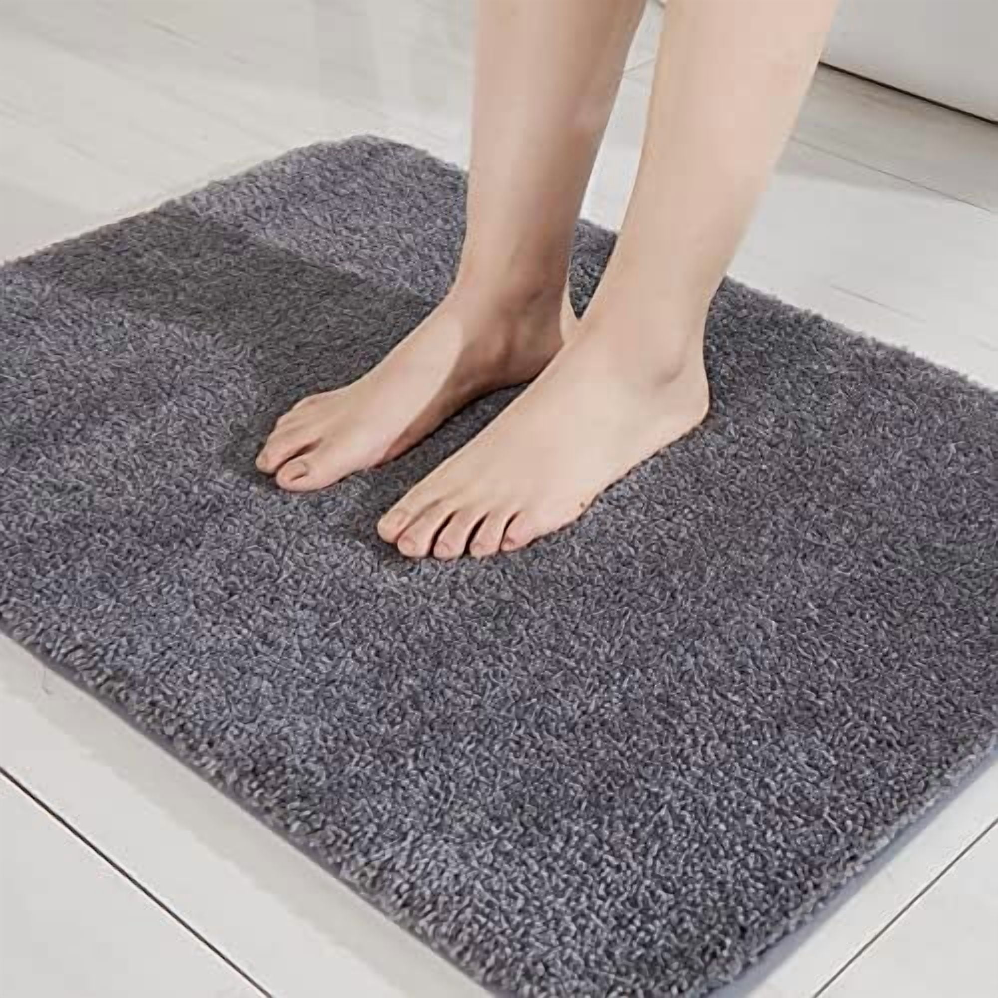 Extra Thick Bath Rugs for Bathroom - Anti-Slip Bath Mats Soft Plush Yarn Shaggy 100% Strong Mirco Polyeste Mat Living Room Bedroom Mat Floor Water Absorbent(Dark Grey,16x24 - Inches)