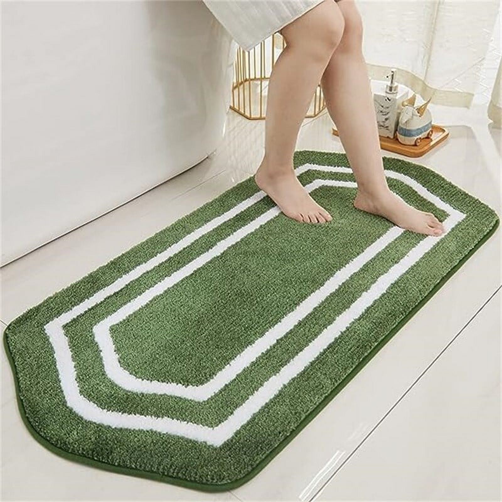 Extra Thick Bath Rugs White/Green 17"x 27"