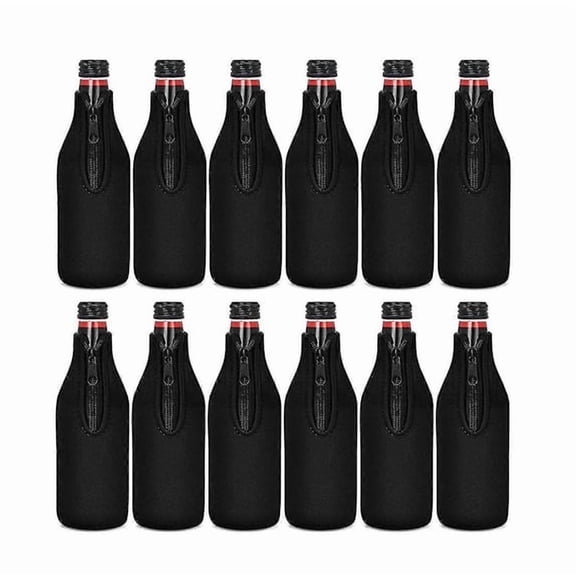 Extra Thick Beer Bottle Cooler Sleeves, 12 Pack Neoprene Insulated Covers to Keep Drinks Cold, Reusable Bottle Insulators