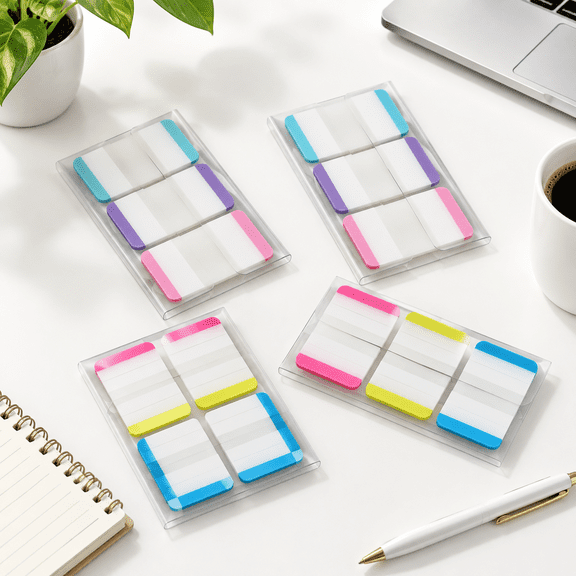 Extra Thick Bright Assorted Color Sticky Note Flag Tabs, 1 x 1.5 In, 4 Dispensers