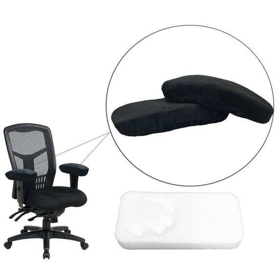 Extra Thick Chair Armrest Cushions (2 Piece Set) - Memory Foam Gaming Chair Pads with Anti-Slip Bottom & Removable Washable Cover (Black)