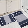 thumbnail image 1 of PrimeBeau Versailtex Microfiber Chenille Absorbent Striped Shaggy Bath Rug, 32" x 20" Plus 24" x 17" Inches, Navy, 1 of 6
