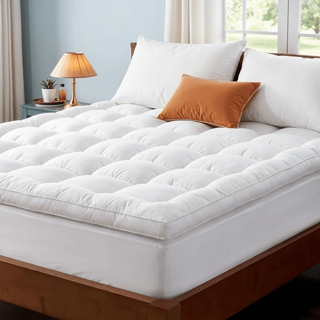 Extra Thick Cooling Mattress Topper, Pain-Relief Quilted Pad, Overfilled Down Alternative, Plush Queen Size with Deep Pocket 8–21 Inch