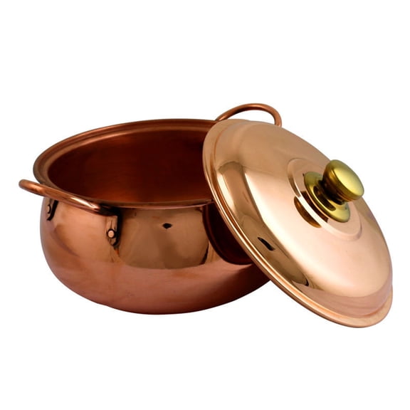 Extra-Thick Copper Hot Pot Handmade Copper Pot Pure Copper Tin Lined Cooking Pot,Copper Vintage Cooking Pot,for Home or Restaurant Use Induction,Oven & Dishwasher