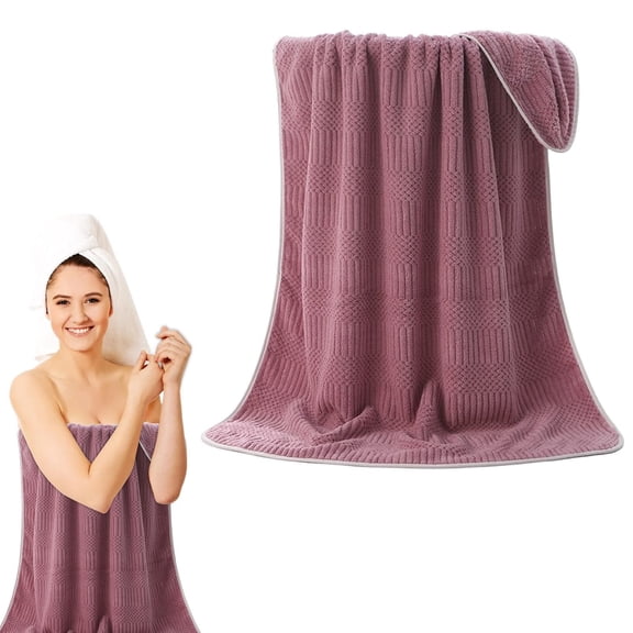 Extra Thick Coral Fleece Bath Sheet, 28x55 Inch Oversized Plush Bath Towel for Adults, Highly Absorbent Quick-Dry Soft Shower Towel, Light Pink, Large Bath Towel