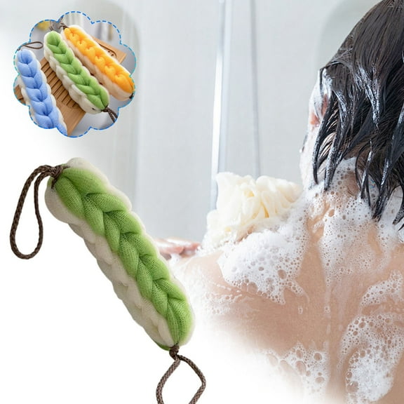 Extra Thick Exfoliating Back Scrubber Soft Loofah Back Strap Long Bath Shower Sponge for Full Body Cleaning (Green)