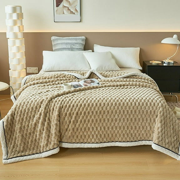Extra Thick Flannel Fleece Blanket Double Layer 200x150cm Sofa Throw Bed Cover for Cold Weather Warm Cozy Nap Office Camping All Season