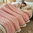 thumbnail image 1 of Extra Thick Flannel Fleece Blanket, Double Layer Warm Cozy Throw for Bed Couch Office Nap(Pink), 1 of 6