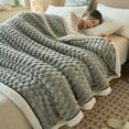 thumbnail image 1 of Extra Thick Flannel Fleece Blanket with Double Layer Ideal Office Nap Cover Warm comforts Blanket for Bed Or Couch, New, Style-hd-349, Gray, 1 of 6
