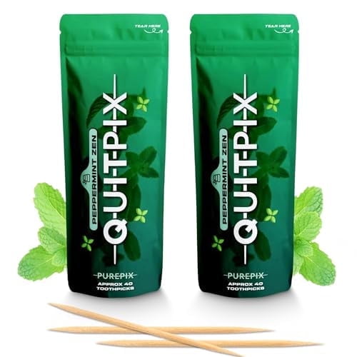 Extra-Thick Flavored Toothpicks – Peppermint | Long-Lasting Infused Flavor | Sugar-Free Toothpicks | 40 Count Each, Pack of 2