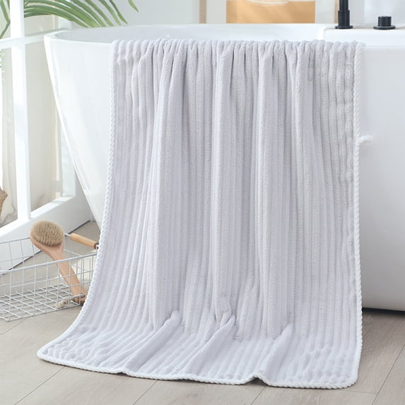 Extra Thick Fleece Bath Towel - 27x55 Inch Super Absorbent Shower Towel with Hanging Loops, Quick-Dry Bath Sheet for Spa & Gym, Soft