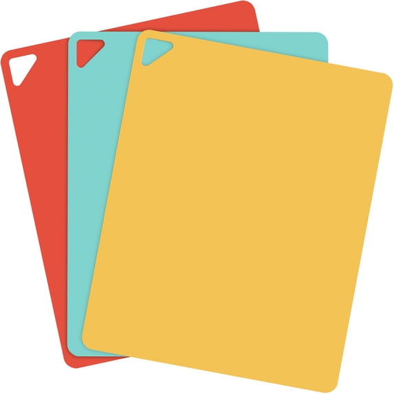 Extra Thick Flexible Cutting Boards for Kitchen - Cutting Mats for Cooking, Colored Cutting Mat Set with Easy-Grip Handles | Non Slip Cutting Sheets, Flexible Plastic Cutting Board Set of 3 (15"x12")