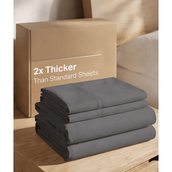 Extra Thick Heavyweight King Size 4 Piece Microfiber Sheet Set in Dark Grey
