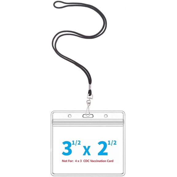 Extra Thick Horizontal ID Card Name Tag Badge Holder with Waterproof Type Resealable Zip (Holders with lanyards, 6Packs)