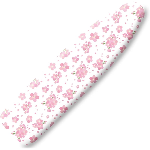 Extra Thick Ironing Board Cover and Pad, Cherry Blossoms 15x54 Ironing Board Cover, Resist Scorching and Staining,Elastic Edges,Pink Floral Leaves Spring Flower White