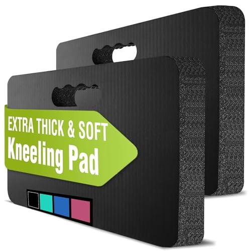 Extra Thick Kneeling Pad, 2-Pack, Soft Foam Cushioning for Knee, Large Foam Kneeler Mat for Gardening, Bathing Baby, Workout Supplies, 17.5 x 11 x 1.5 in, Black