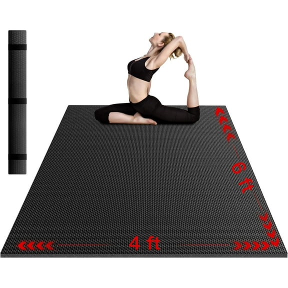 MY Extra Thick Large Exercise Mat, 6'x4'/7'x5'/8'x6'/10'x6'x8mm(1/3 inch) , Non-Slip, PVC, Ultra Durable, Heavy-Duty Mat, Shoes-Friendly, High-Density, Large Wide Yoga Mat