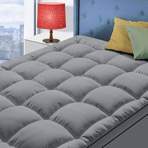 Extra Thick  Mattress Topper, 39"x75", Dark Grey, Breathable, Quilted Fitted, Deep Pocket, Machine Washable
