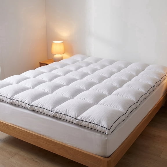 Extra Thick Mattress Topper Queen, 2" Cooling Pillow Top & Deep Pocket 8-21", Plush Mattress Pad Cover for Breathable Comfort, White