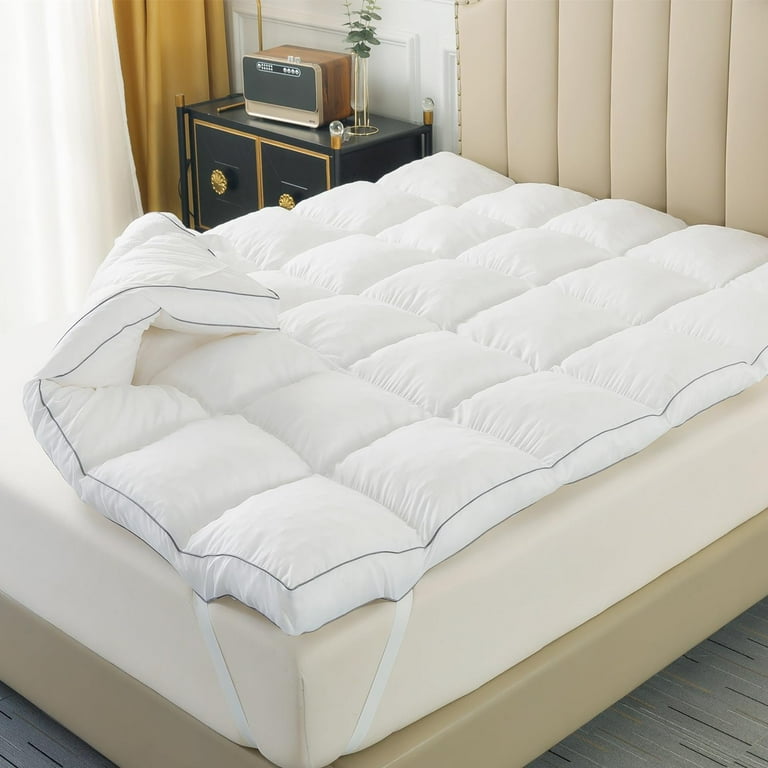 Extra Thick Mattress Topper Queen Size Pillow Top with Breathable Soft Shredded Memory Foam Filling Mattress Pad Non Slip Design 4 Elastic Straps for Enhanced Comfort and Stability Walmart