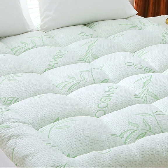 Extra Thick Mattress Topper Size, Soft Viscose Derived from , Pillow Top Mattress Pad, Mattress Cover 1000GSM Filling with Deep Pocket for