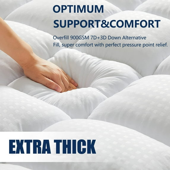 Extra Thick Mattress Topper(Twin Size), Cooling Cotton Plush Down Alternative Fill Mattress Pad Cover 400TC ,Fits Mattress Upto 21'' DEEP Pocket