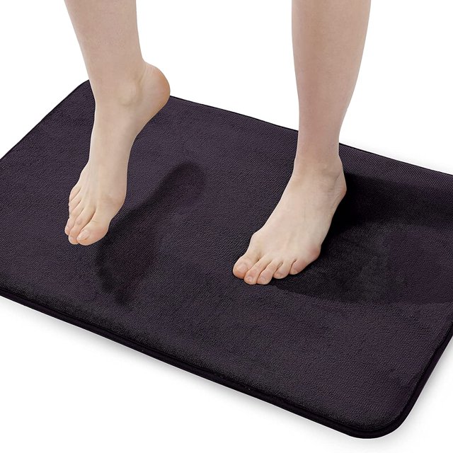 Extra Thick Memory Foam Bath Rug (17x24 Dark Purple) Non Slip Absorbent Super Cozy Velvet Bathroom Mat, Luxury Soft Plush Small Carpet for Bath Room Shower Floor Tub, Machine Wash Dry
